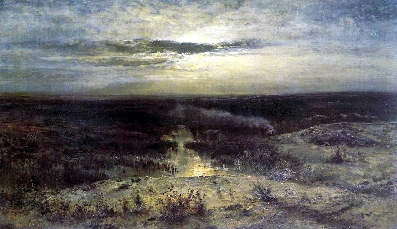 Moonlit night. Marsh (1870).