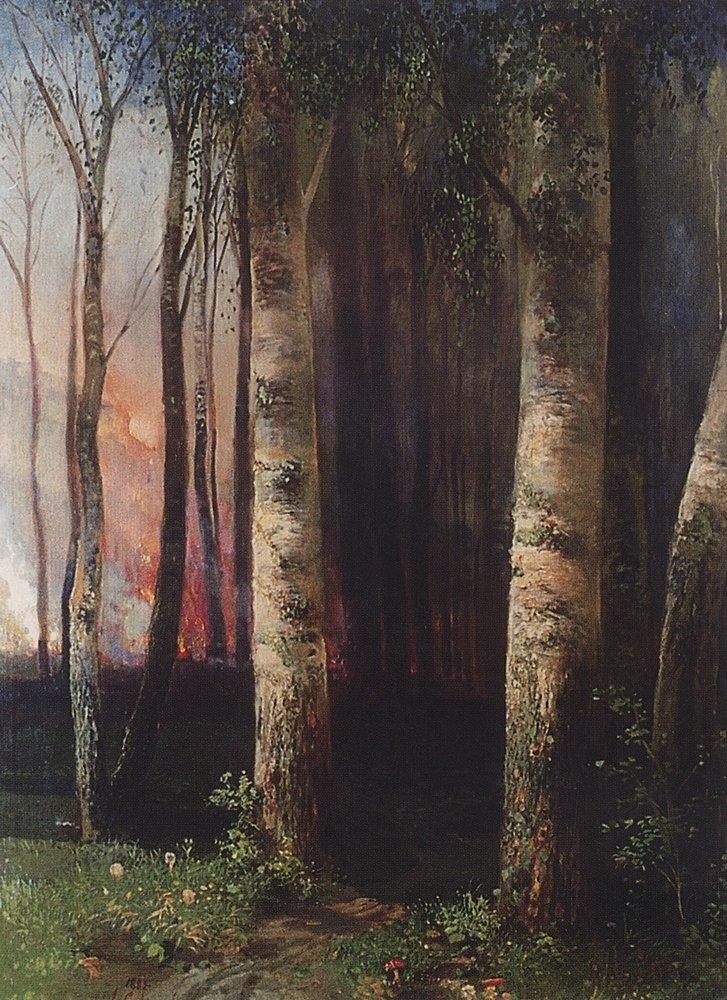 Fire in woods (1883).
