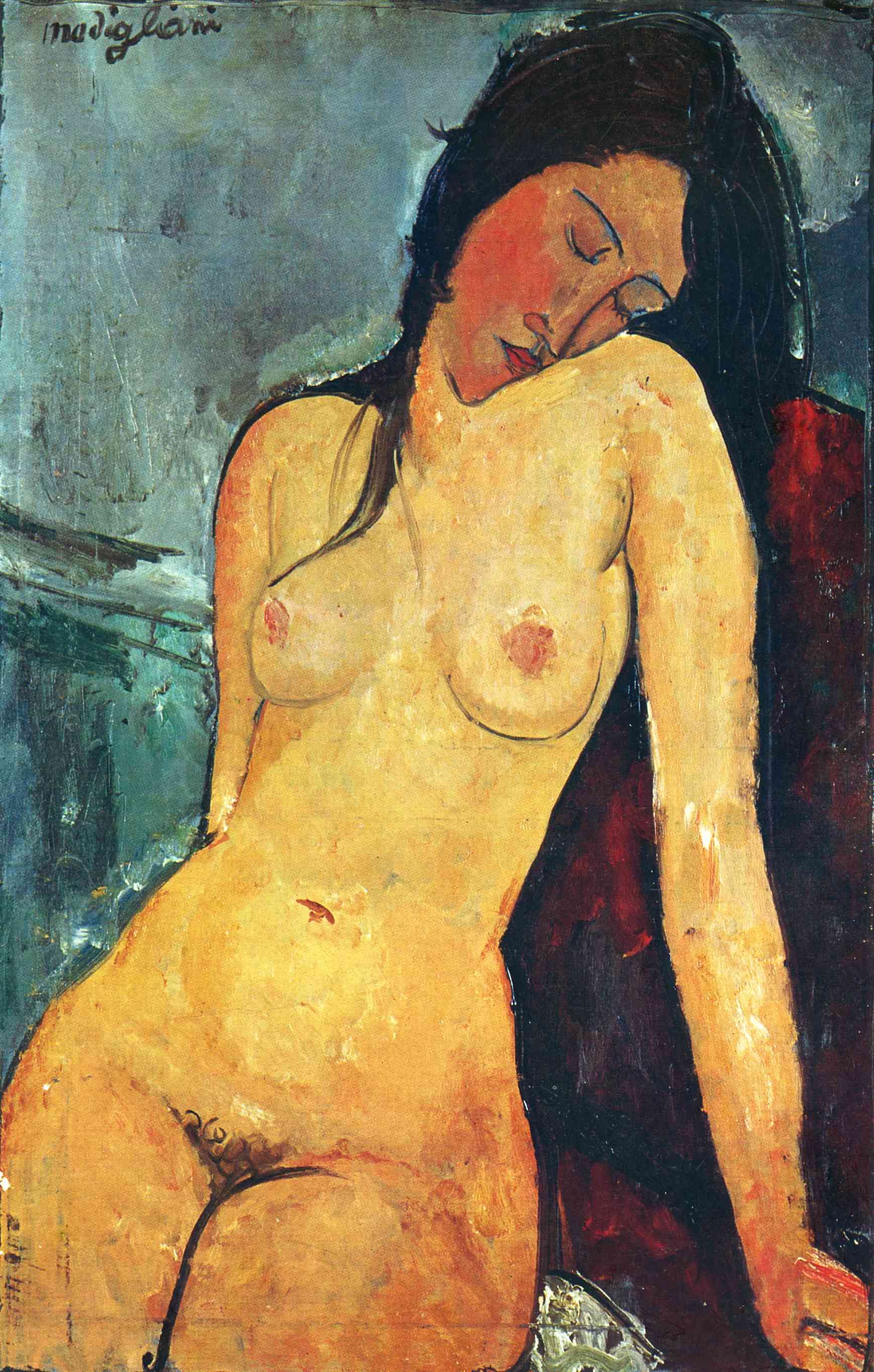 Seated female nude (1916).