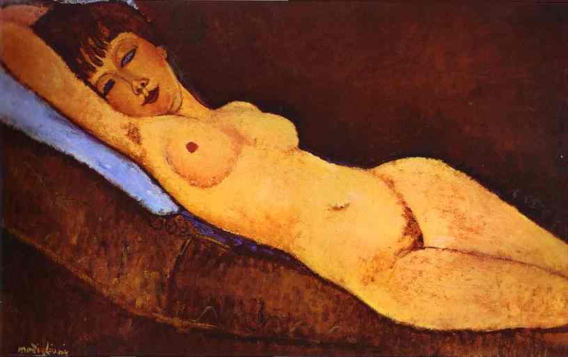 Reclining nude with Blue Cushion (1917).