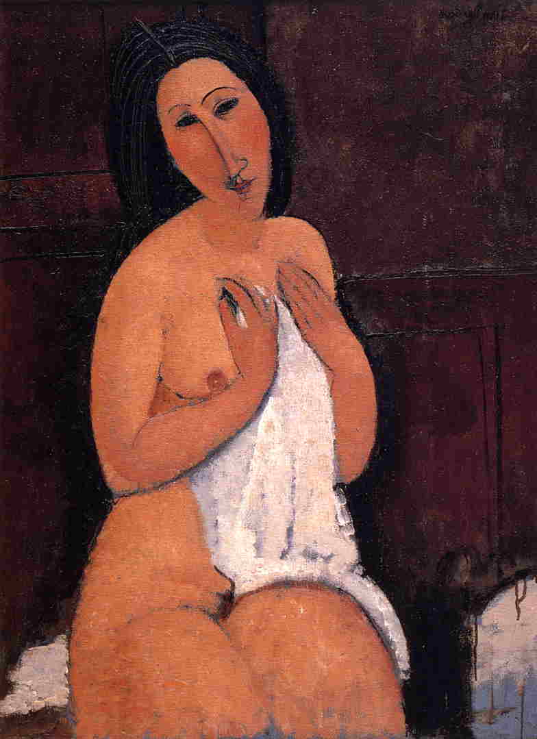 Seated nude with a Shirt (1917).