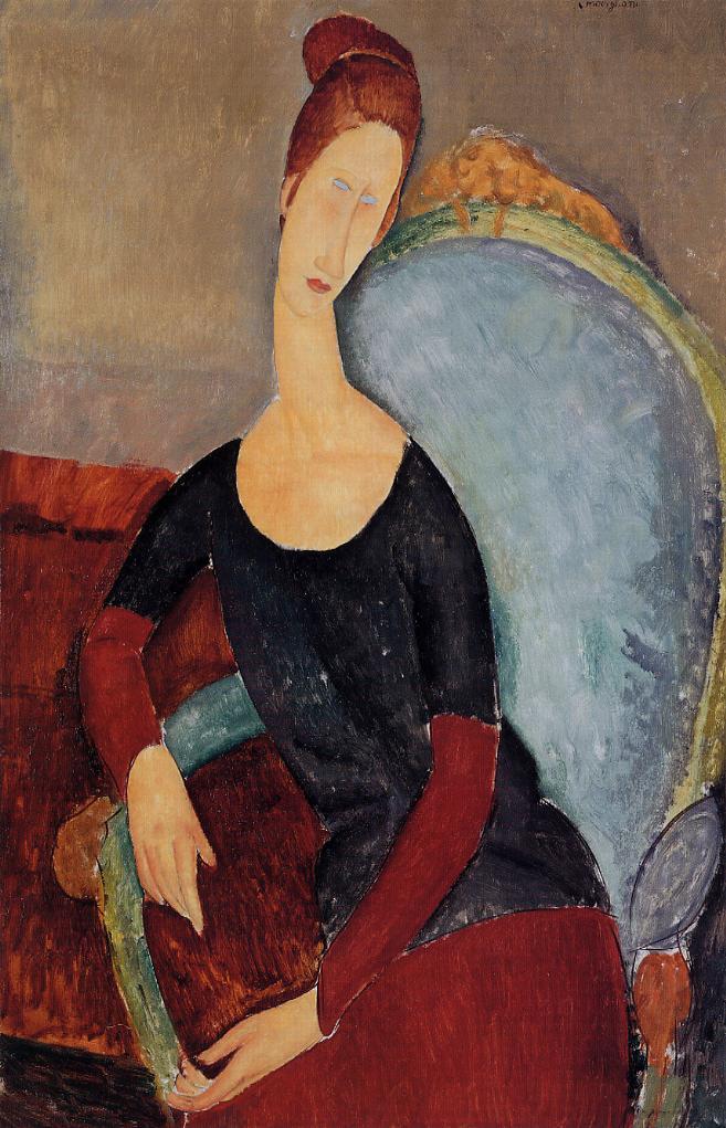 Portrait of Jeanne Hebuterne in a Blue Chair (1918).