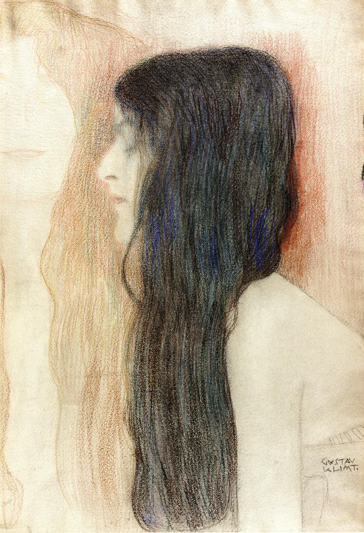 Girl with Long Hair, with a sketch for 'Nude Veritas' (1899).