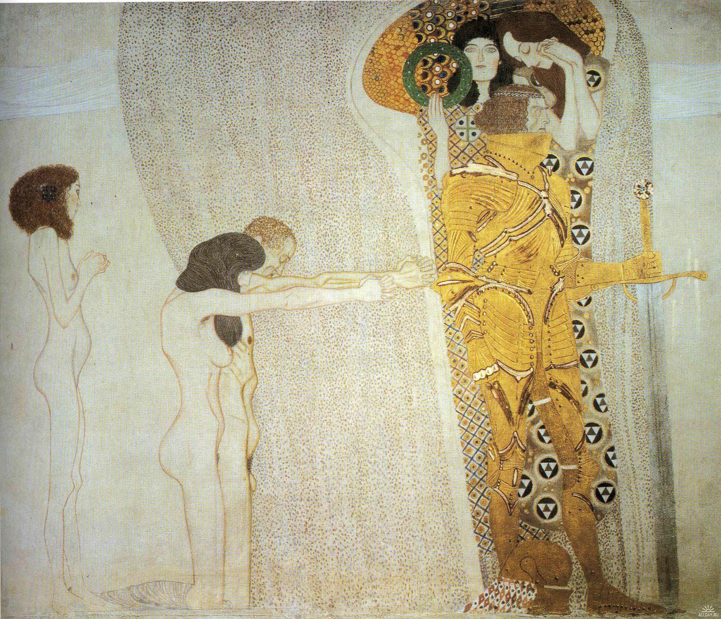 The Beethoven Frieze: The Longing for Happiness. Left wall (1902).