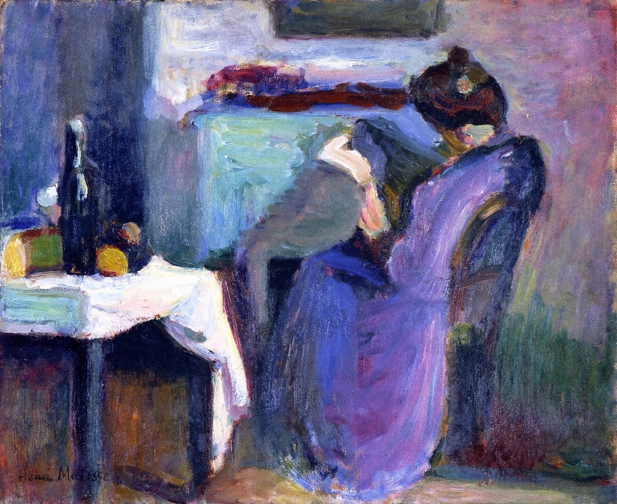 Reading Woman In Violet Dress (1898).