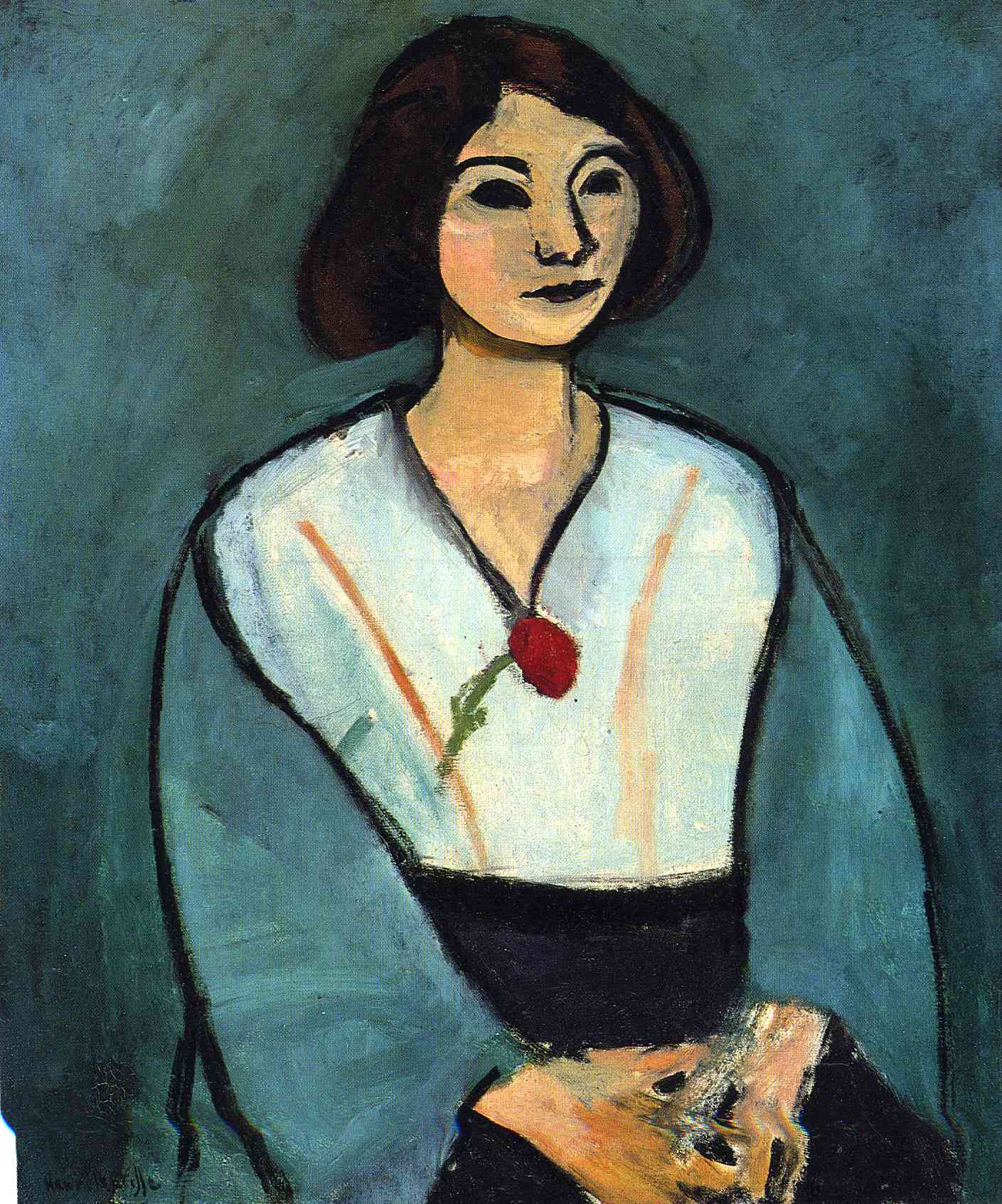 Woman in Green with a Carnation (1909).