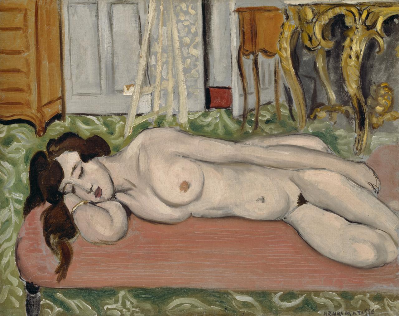 Reclining Nude on a Pink Couch (1919).