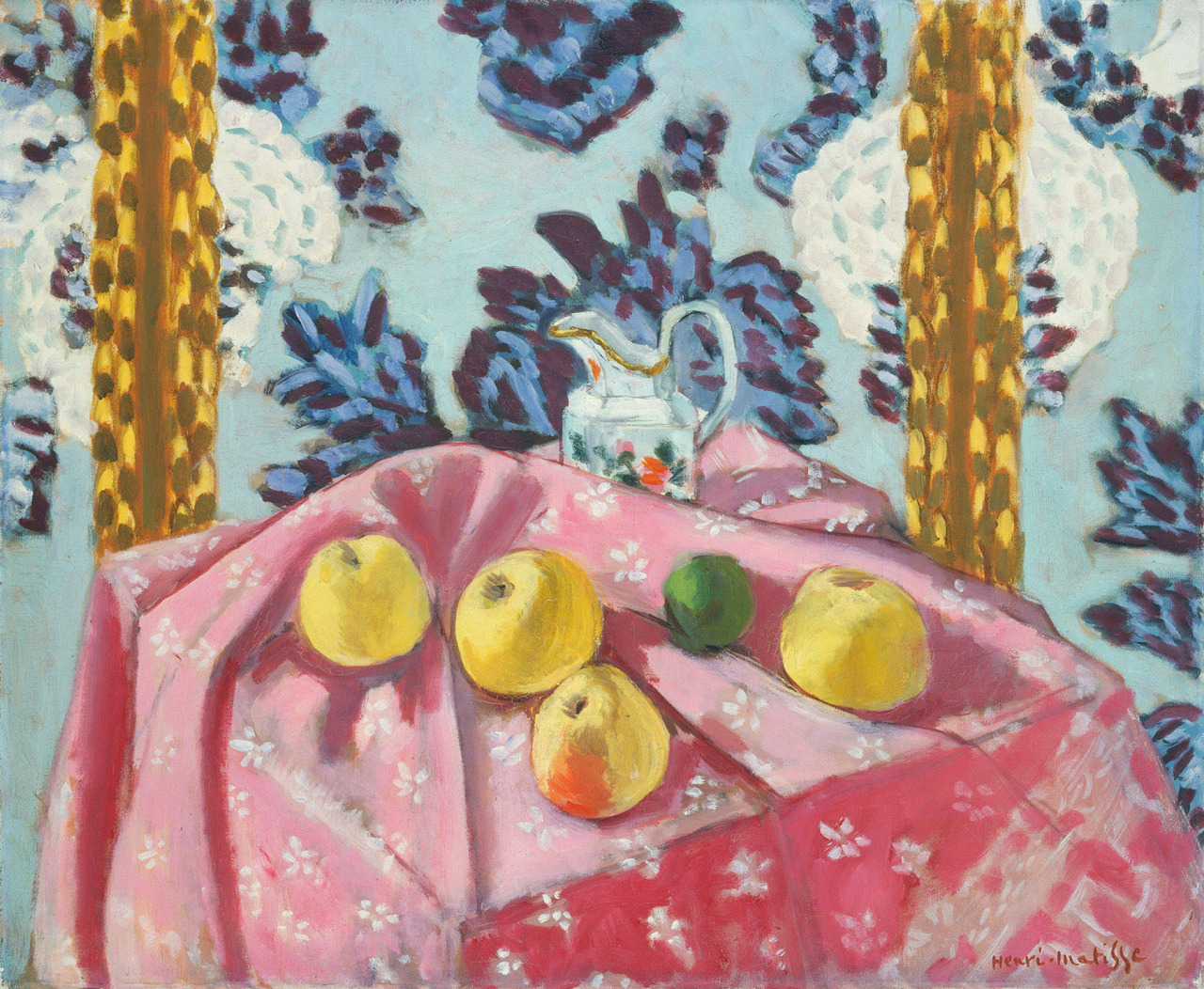 Still Life with Apples on a Pink Tablecloth (1924).