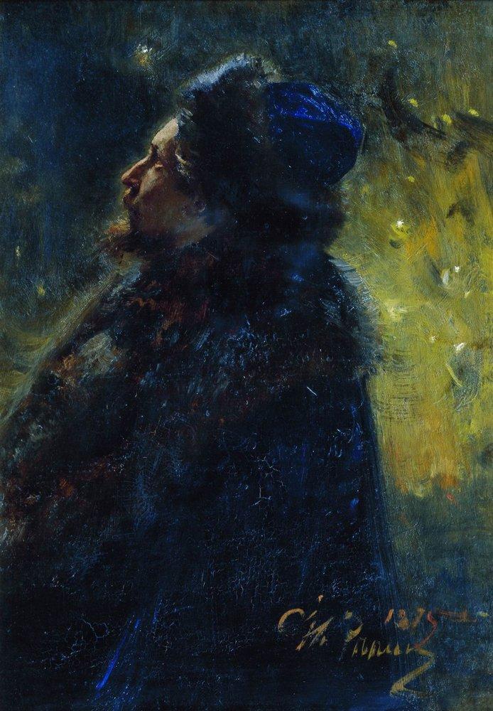 Portrait of painter Viktor Mikhailovich Vasnetsov. Study for the picture Sadko in the Underwater Kingdom. (1875).