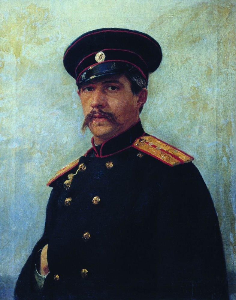 Portrait of a military engineer, Captain A. Shevtsov, brother of the artist's wife (1876).