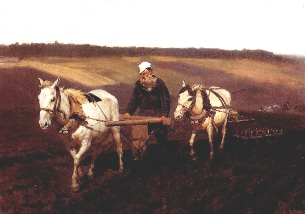 Portrait of Leo Tolstoy as a Ploughman on a Field (1887).