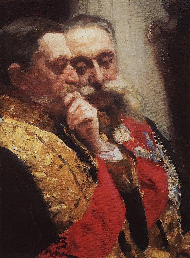 Portrait of members of State Council Ivan Logginovich Goremykin and Nikolai Nikolayevich Gerard. Study. (1903).