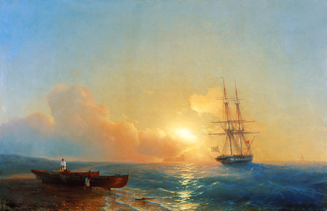 Fishermen on the coast of the sea (1852).