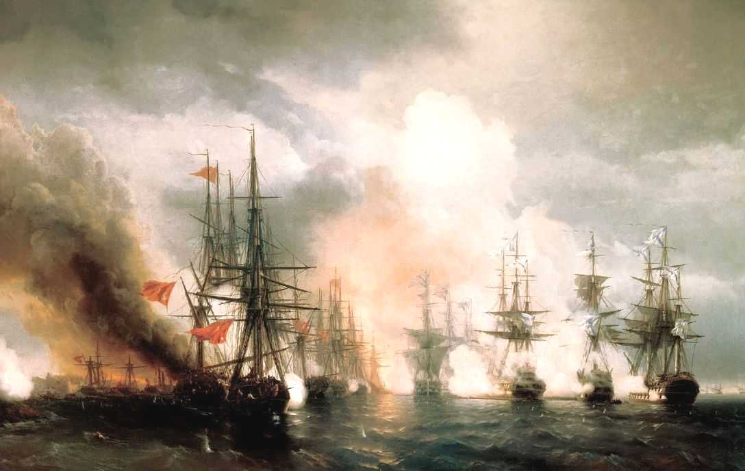 Russian-Turkish Sea Battle of Sinop on 18th November 1853 (1853).