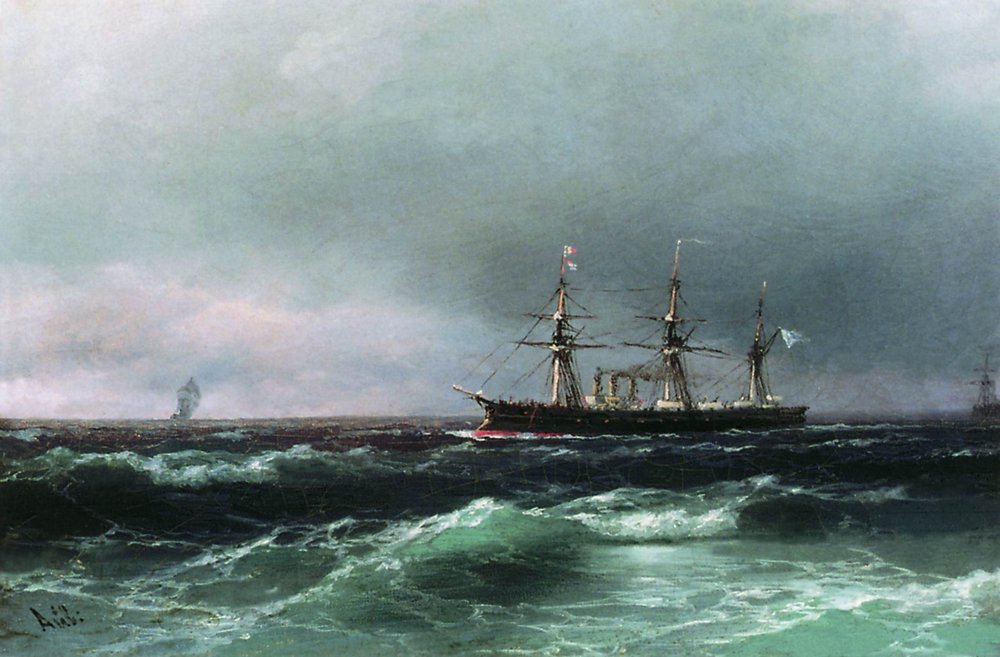 Ship at sea (1870).