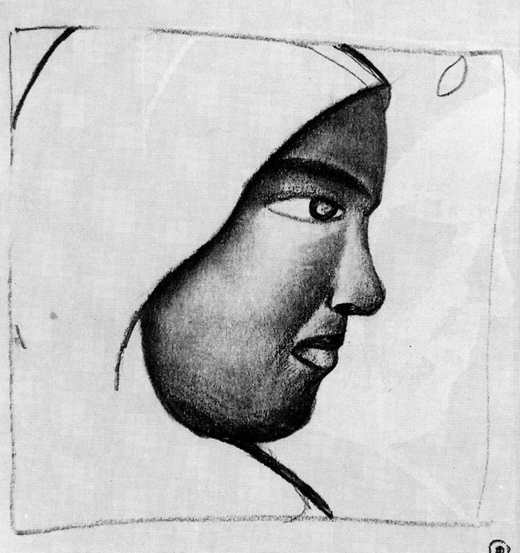Woman s Head in Profile (1912).