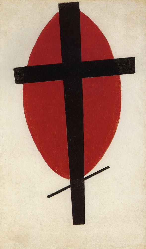 Black cross on a red oval (1927).