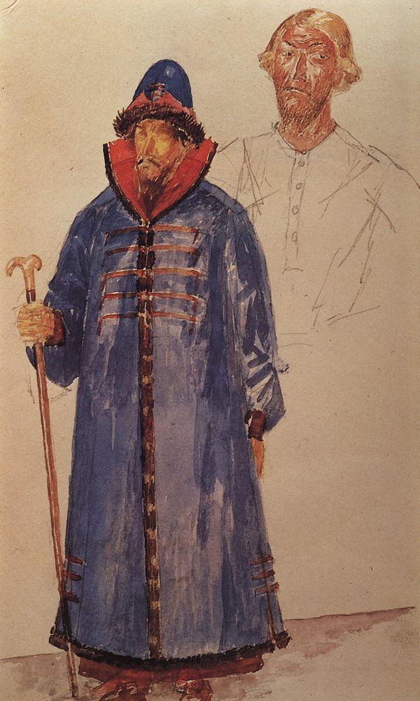 Costumes and make-up to the tragedy of Pushkin's Boris Godunov (1923).