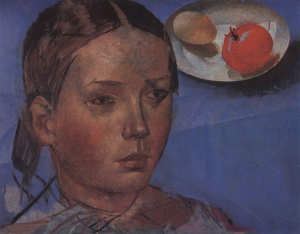 Portrait of the daughter against the backdrop of still-life (1930).