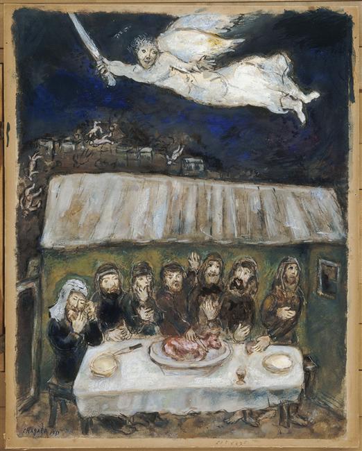 The Israelites are eating the Passover Lamb (1931).
