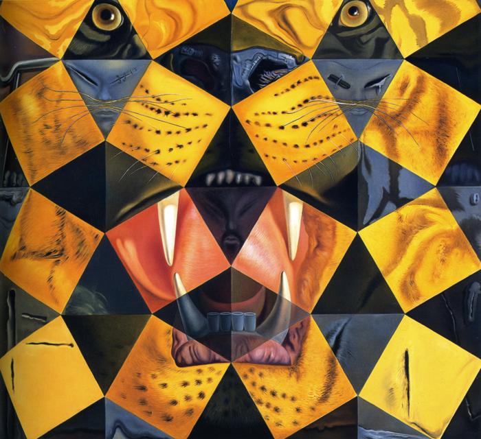 Fifty Abstract Paintings Which as Seen from Two Yards Change into Three Lenins Masquerading as Chinese and as Seen from Six Yards Appear as the Head of a Royal Bengal Tiger (1963).