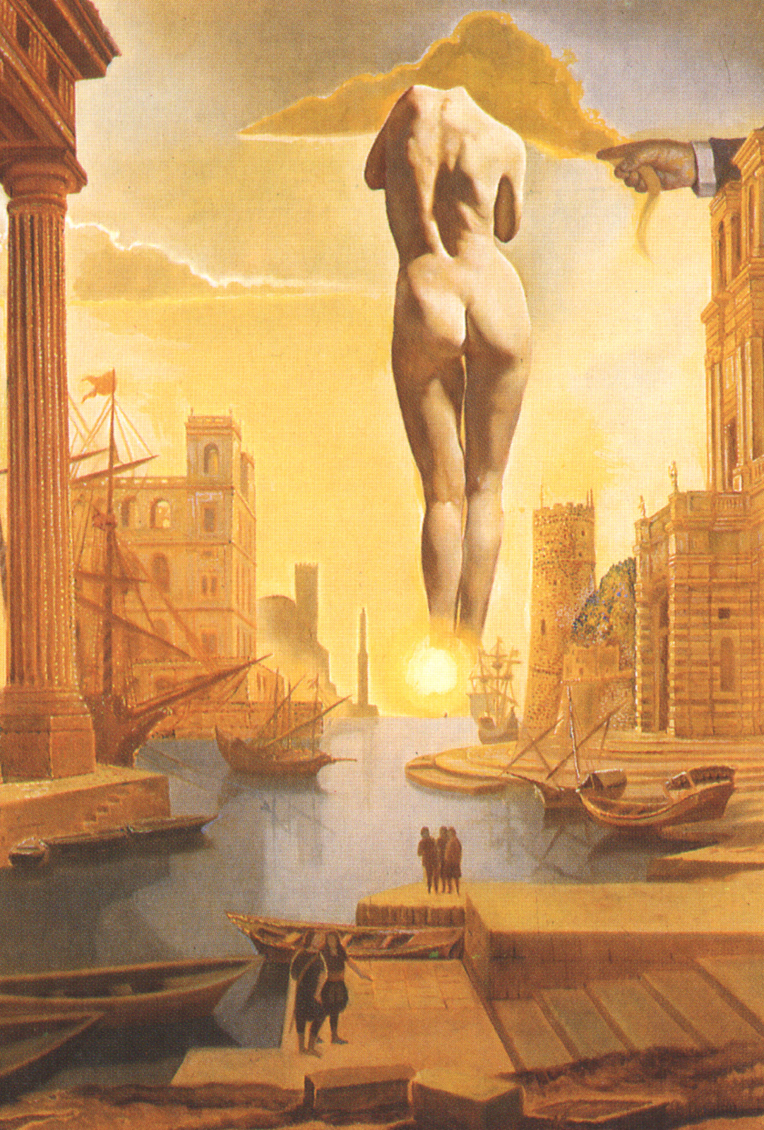 Dali's Hand Drawing Back the Golden Fleece in the Form of a Cloud to Show Gala,Completely Nude,the Dawn,Very,Very Far Away Behind the Sun (1977).