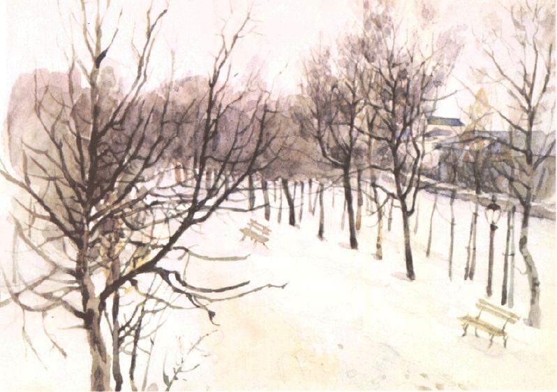 Zubovsky boulevard in winter (1881).