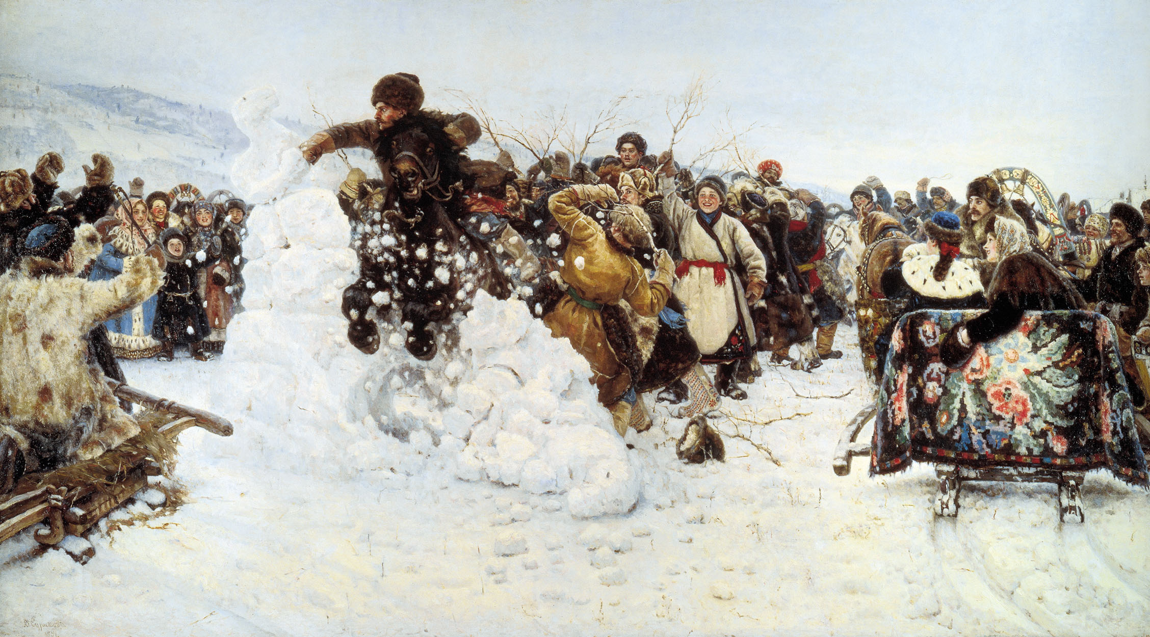Taking a snowy town (1891).
