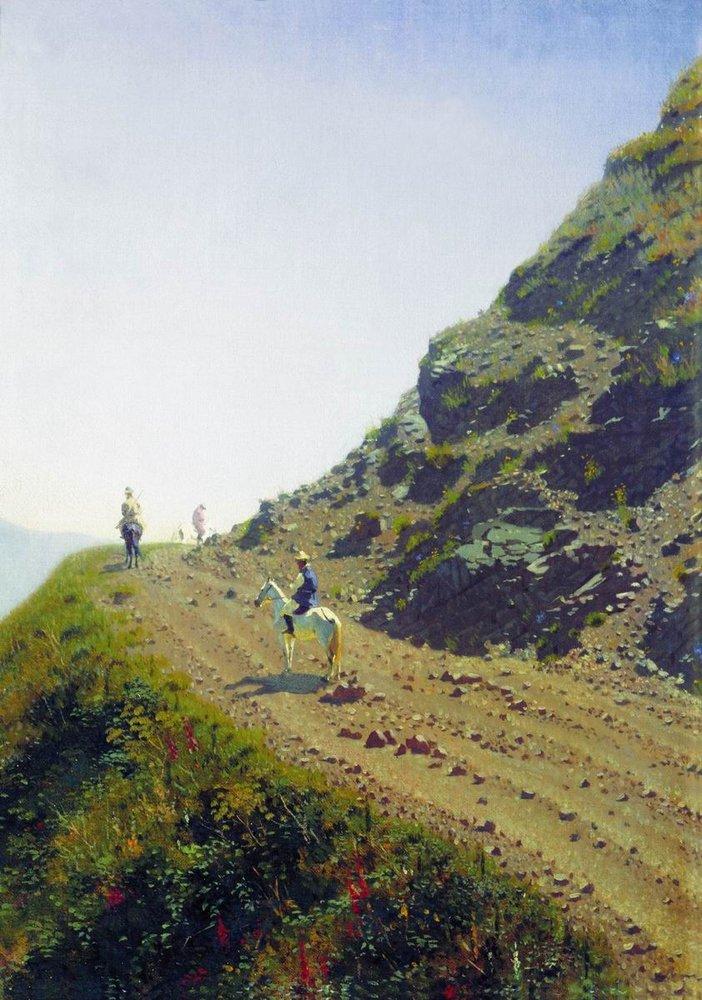 Nomadic road in the mountains of Ala Tau (1870).