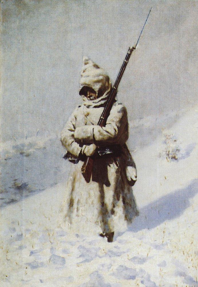 Soldiers in the snow (1878).