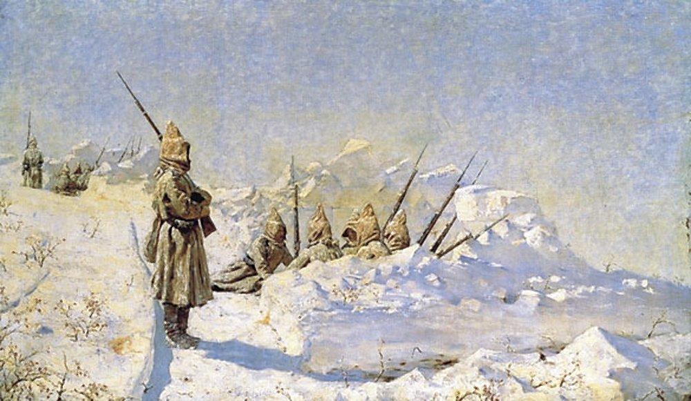 Snowy trenches (Russian position on the Shipka Pass) (1881).