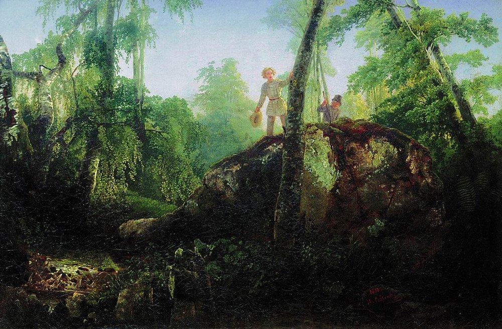 Stone in the forest near the spill (1850).