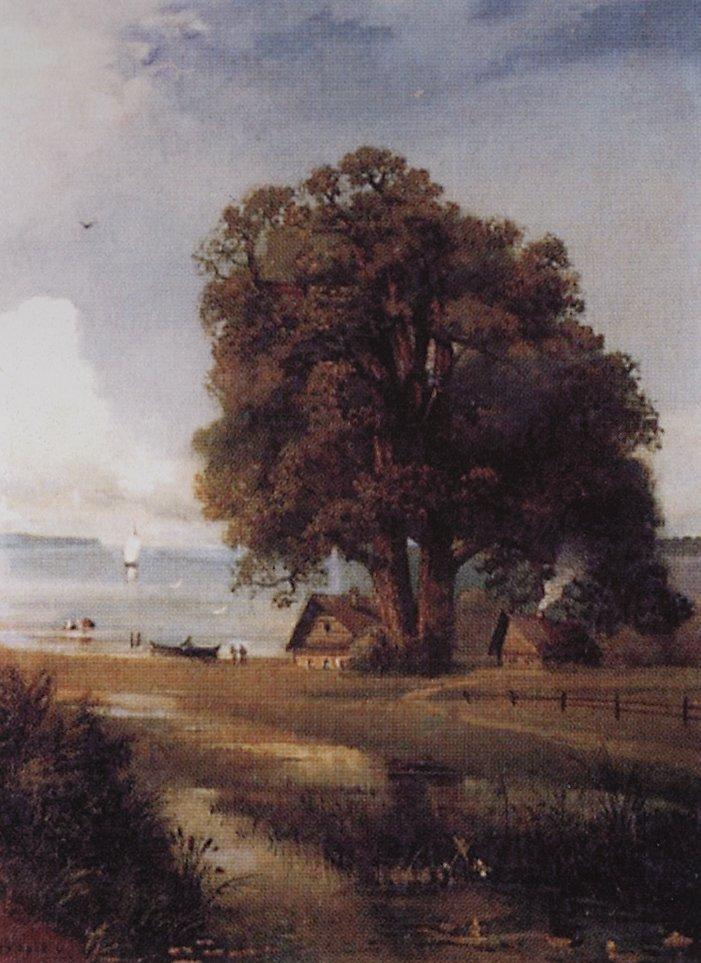 Landscape with a farm near Lake (1890).