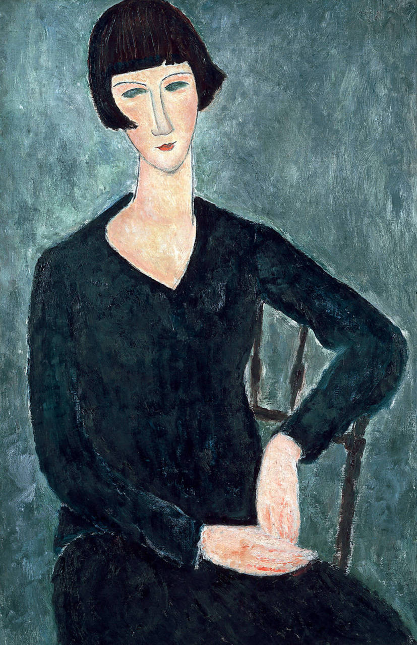 Woman Sitting in Blue Dress (1919).