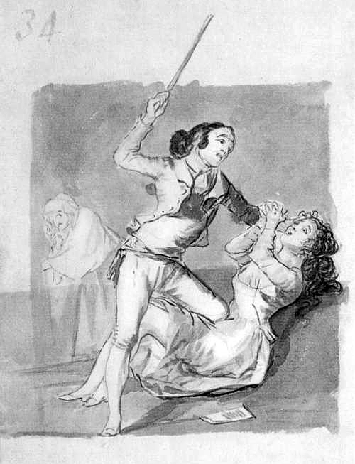 Woman battered with a cane (1797).