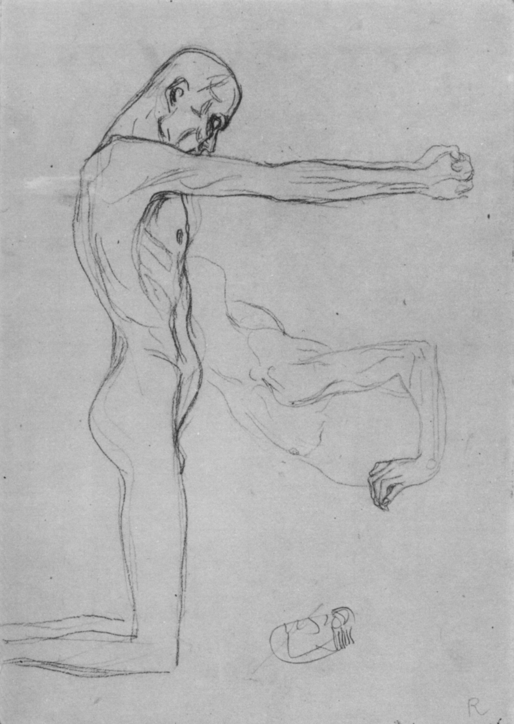 Kneeling Male Nude With Sprawled Out Arms, Male Torso (1902).