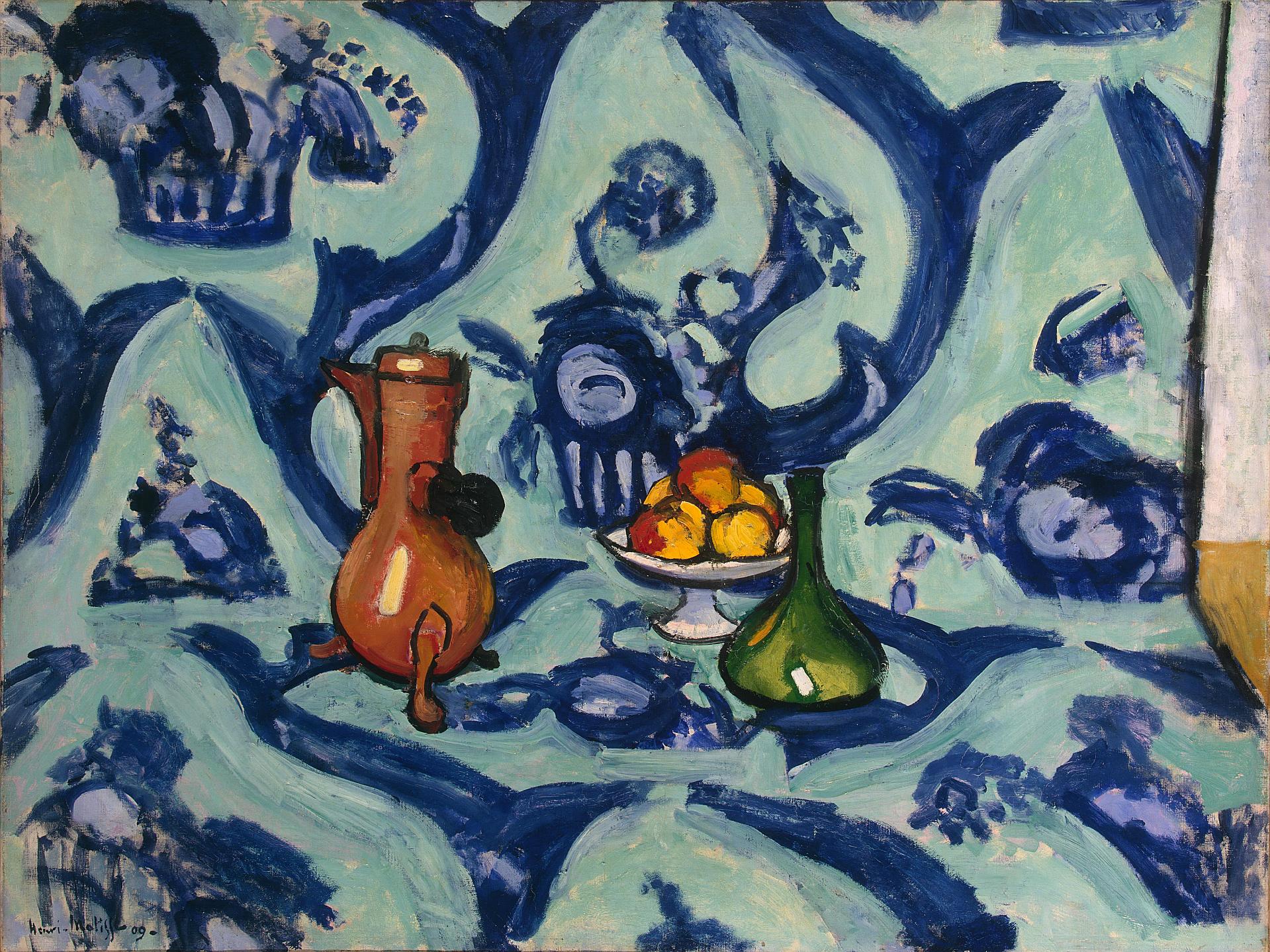 Still Life with Blue Tablecloth (1909).