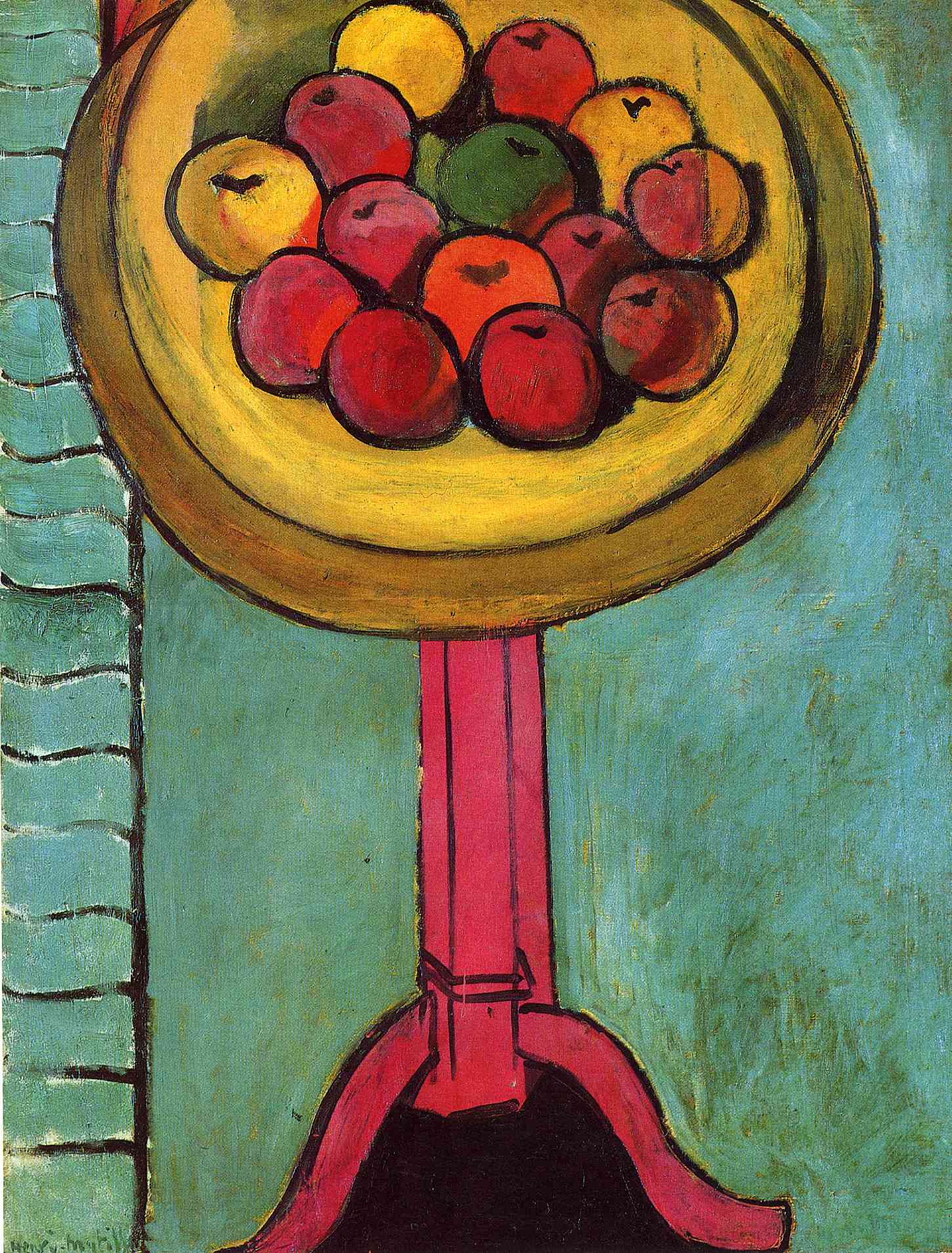 Apples on a Table, Green Background (1916).