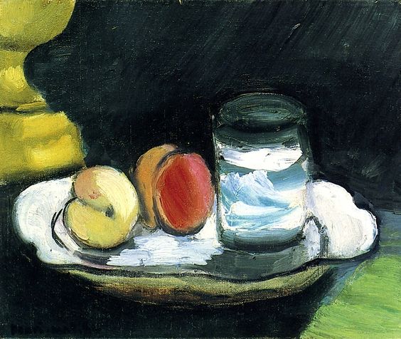Still Life, Peaches and Glass (1916).