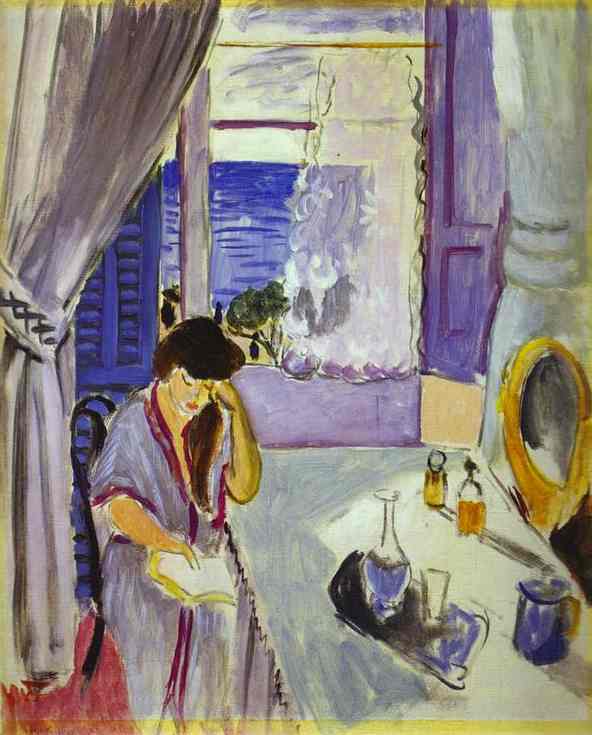 Woman Reading at a Dressing Table (Interieur, Nice) (1919).