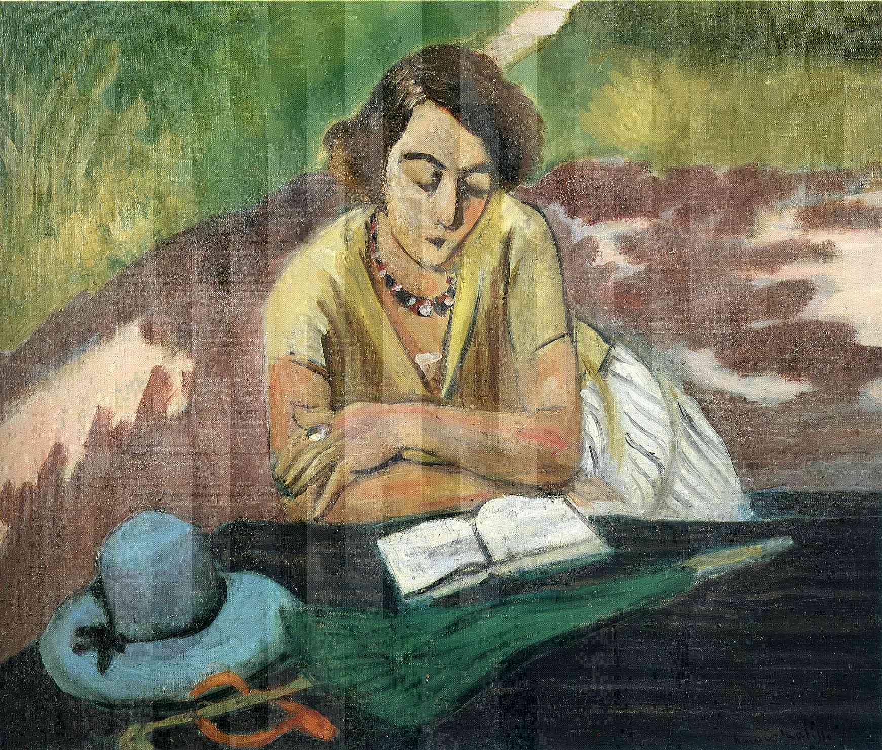 Reading Woman with Parasol (1921).