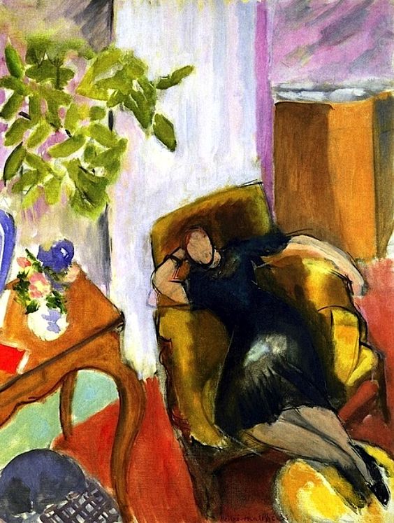 Young Girl in Black in Yellow Armchair (1935).