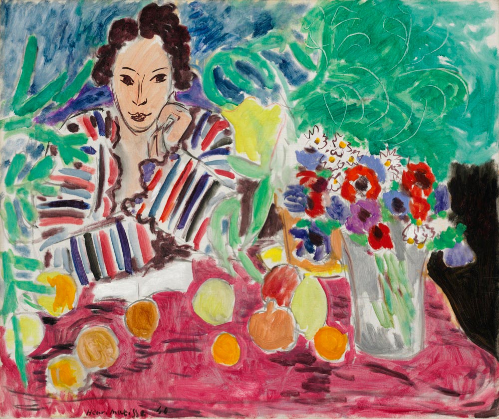 Striped Robe, Fruit, and Anemones (1940).
