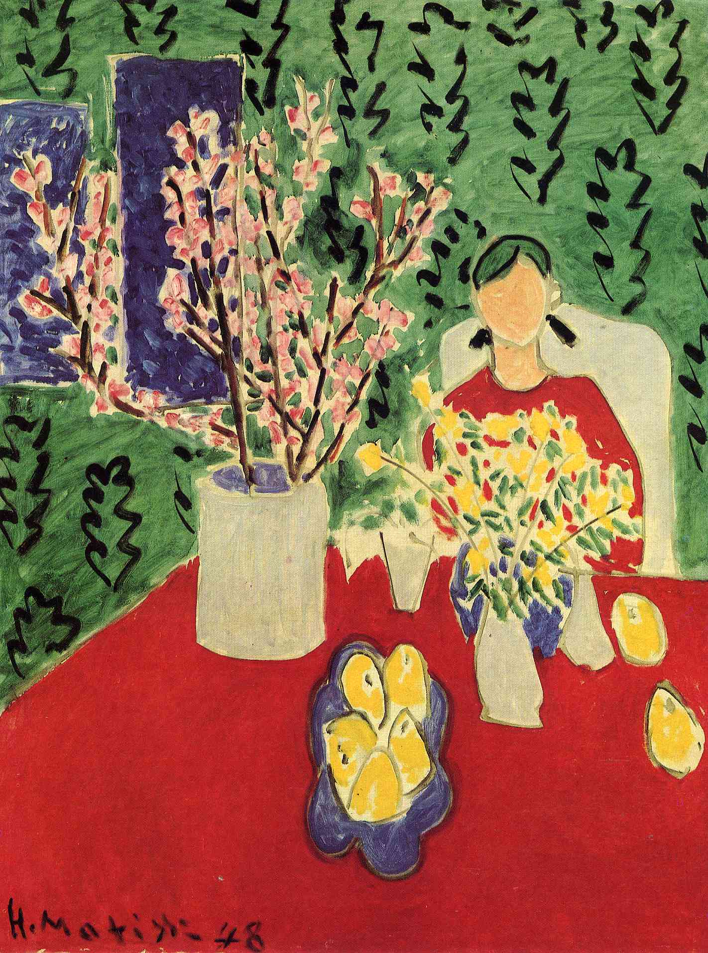 Plum Blossoms, Green Background (1948).