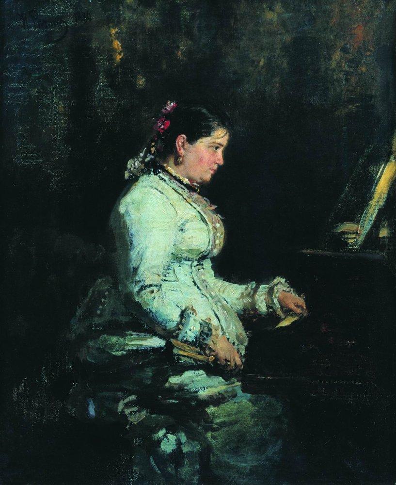 The piano. Portrait of S.V. Tarnovskaya (1880).