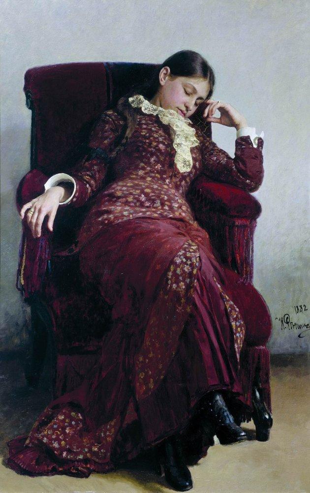 Rest. Portrait of Vera Repina, the Artist' s Wife. (1882).