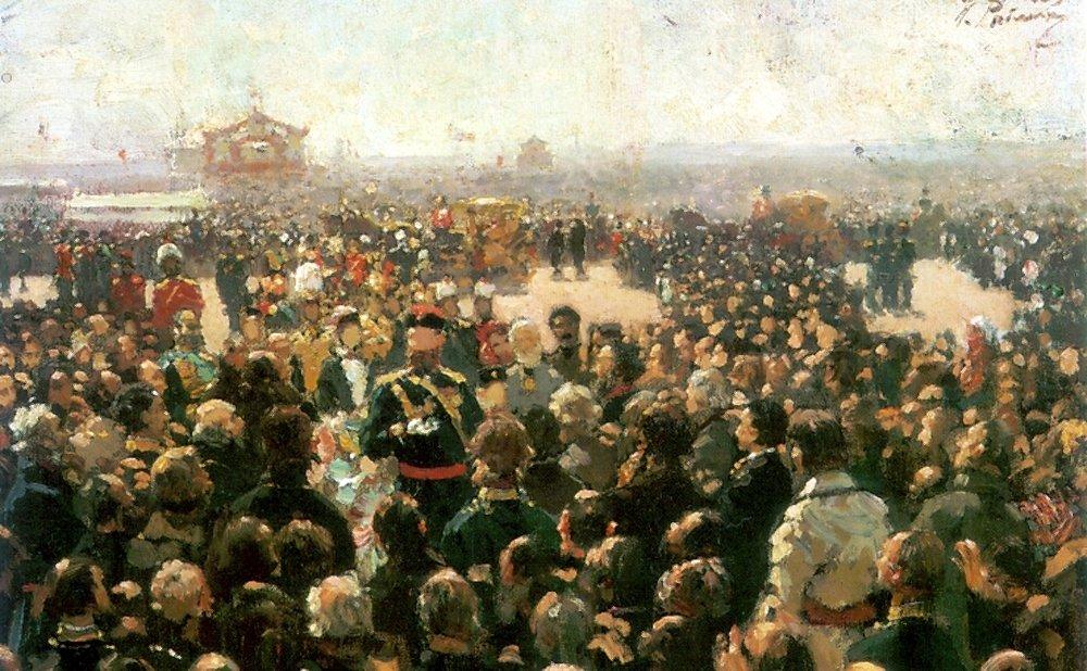 Reception for Local Cossack Leaders by Alexander III in the Court of the Petrovsky Palace in Moscow (1885).