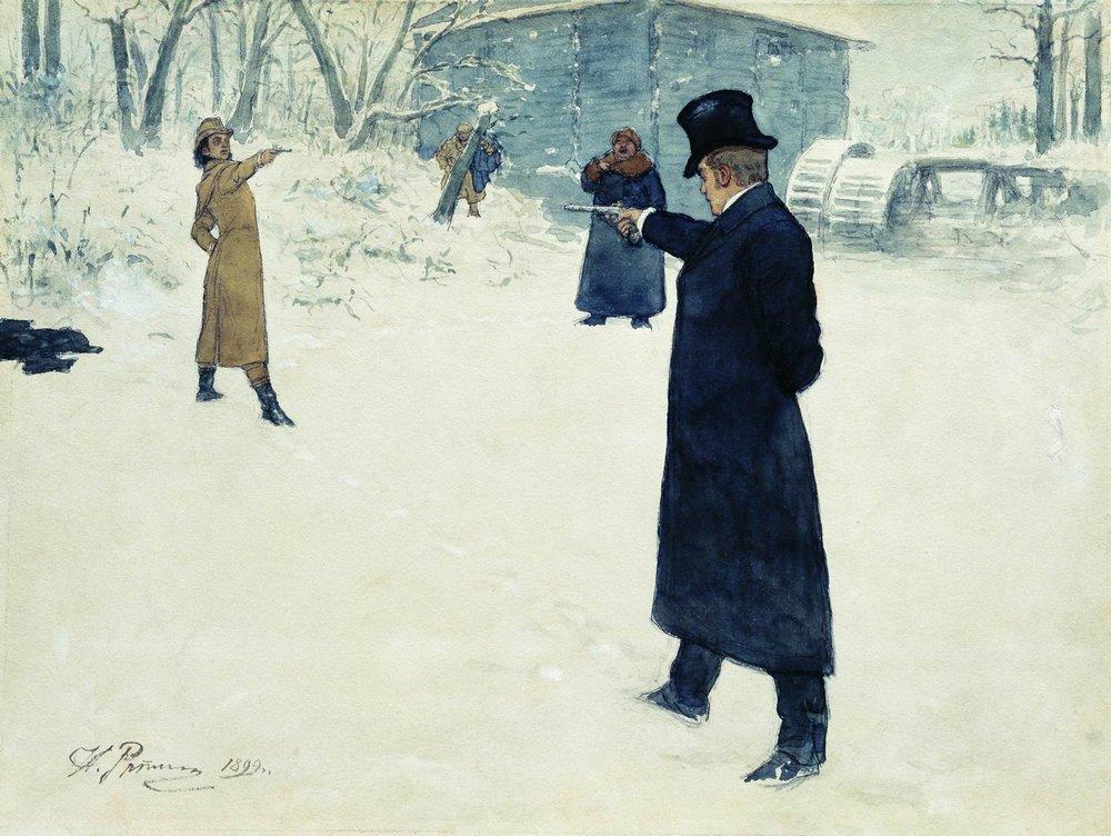 Duel between Onegin and Lenski (1899).