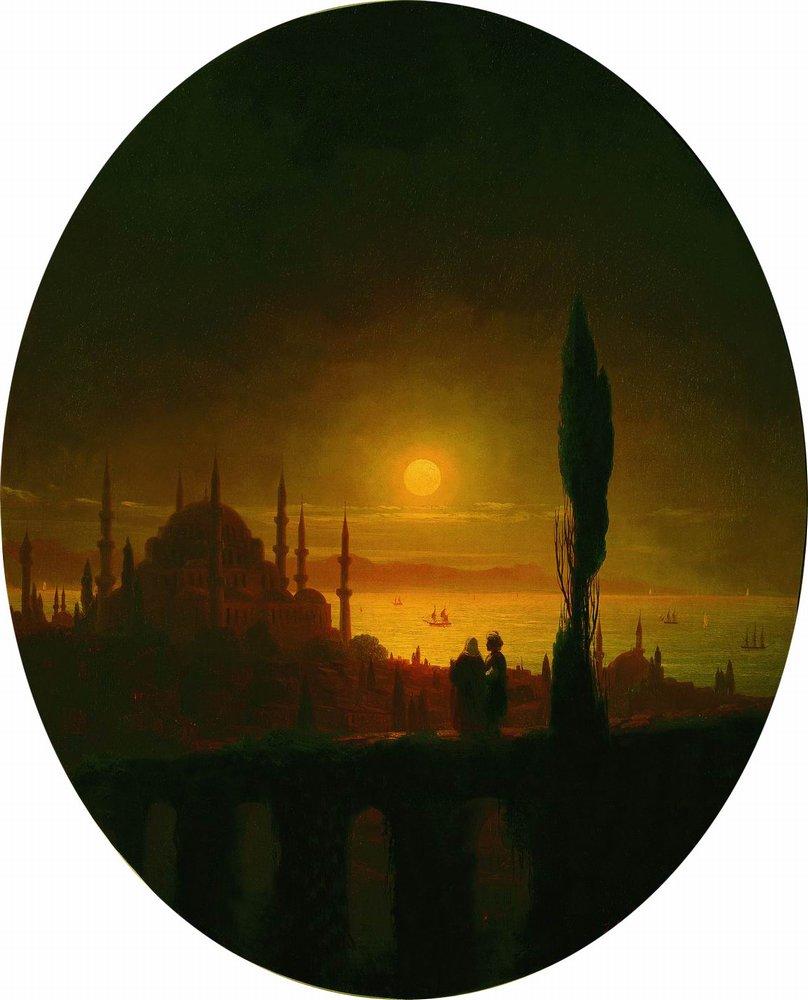 Moonlit night beside the sea (1847).