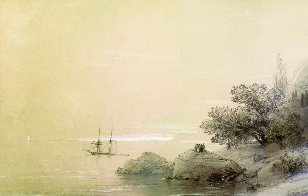 Sea against a rocky shore (1851).